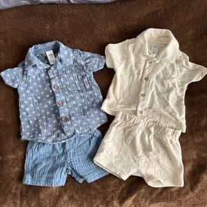 Carter's Cream and blue sets 6 months